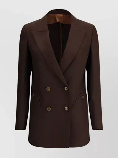 Blazé Milano Ariosa Tailleur Peaked Lapels In Brown