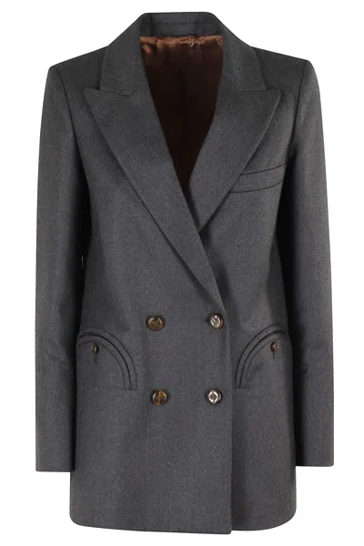 Blazé Milano Grey Wool Double-breasted Blazer In Gray