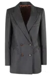 Blazé Milano Grey Wool Double-breasted Blazer In Gray