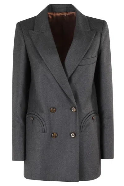 Blazé Milano Grey Wool Double-breasted Blazer In Gray