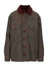 Blazé Milano Berber Corduroy-trimmed Wool-blend Jacket In Gray