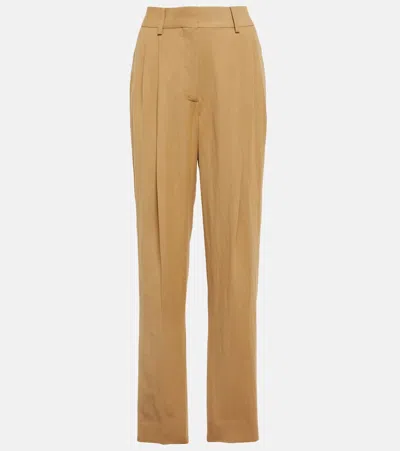 Blazé Milano Banker High-rise Straight Pants In Beige
