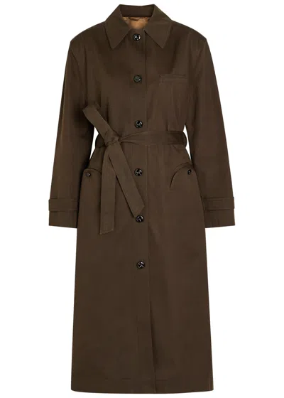 Blazé Milano Blaze Milano Basoto Belted Cotton Trench Coat In Brown