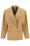 Blazé Milano Beige Double-breasted Cotton Blazer In Beige