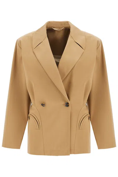BLAZÉ MILANO BEIGE DOUBLE-BREASTED COTTON BLAZER