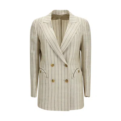 Blazé Milano Beige Linen Blazer In Neutral