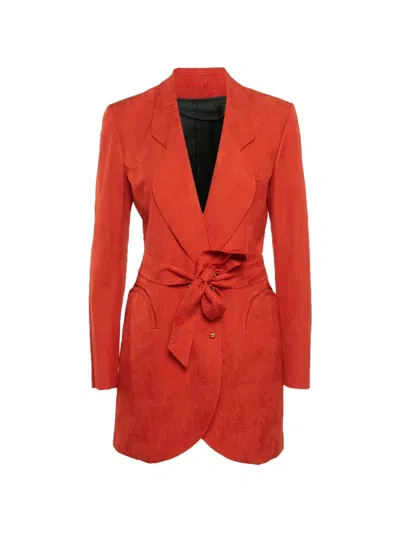 Pre-owned Blazé Milano Belted Jacquard Blazer In Orange
