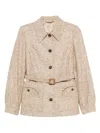 Blazé Milano Belted Speckled Wool Jacket In Neutral