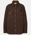 Blazé Milano Berber Embroidered Denim Shirt In Brown