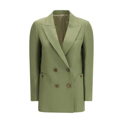 Blazé Milano Bicolor Linen Women's Blazer In Green