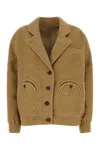 Blazé Milano Blaze Camel Teddy Fabric Le Mirage Bomber Jacket In Brown