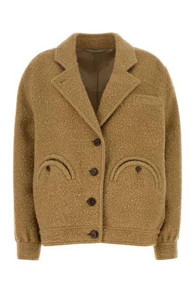 Blazé Milano Blaze Camel Teddy Fabric Le Mirage Bomber Jacket In Brown