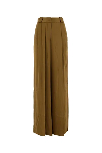 Blazé Milano Blaze Crepe Palazzo Pants With Wide-leg Flow In Brown