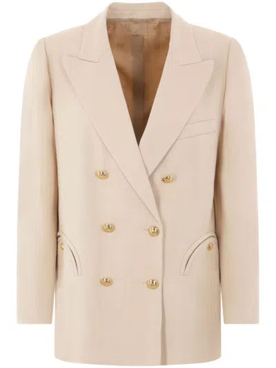 Blazé Milano Blaze Ivory Blazer Jacket With Double-breasted Design In Beige