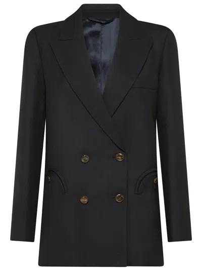 Blazé Milano Double-breasted Virgin Wool Blazé Alcanara Blazer In Black