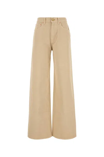 Blazé Milano Blaze Nariida Wide-leg Denim Jeans In Beige O Tan