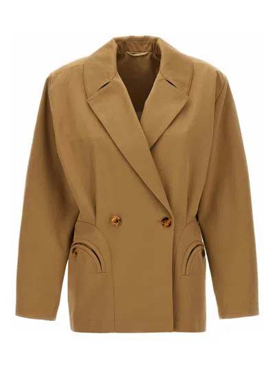 Blazé Milano Beige Double-breasted Cotton Blazer