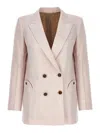Blazé Milano Blaze Milano Everyday Mid-day Sun Double-breasted Blazer In Nude & Neutrals
