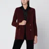 Blazé Milano Velvet Double-breasted Coat Notched Lapels In Burgundy