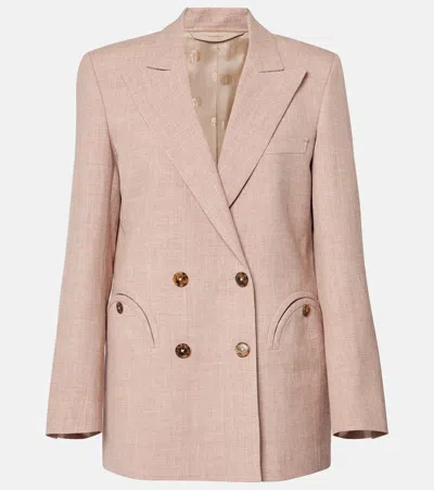 Blazé Milano Spray Linen And Wool Blazer In Beige