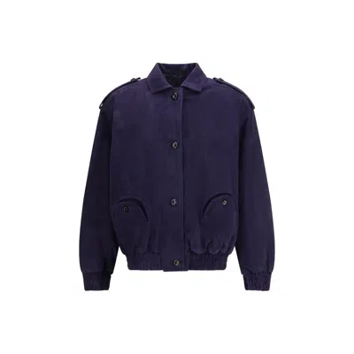 Blazé Milano Womens Nuit Charlie Oversized Suede Bomber Jacket In Purple