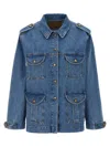 Blazé Milano Light Blue Cotton Military Safari Jacket With Multiple Pockets In Blue