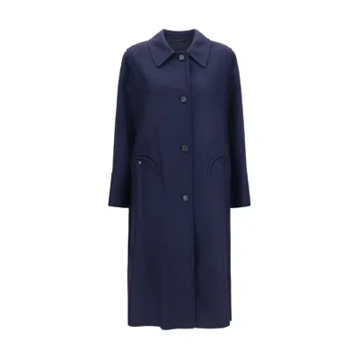 Blazé Milano Nitak Woolly Wool Trench Coat In Blue