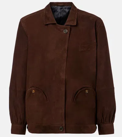 Blazé Milano Cleo Suede Bomber Jacket In Braun