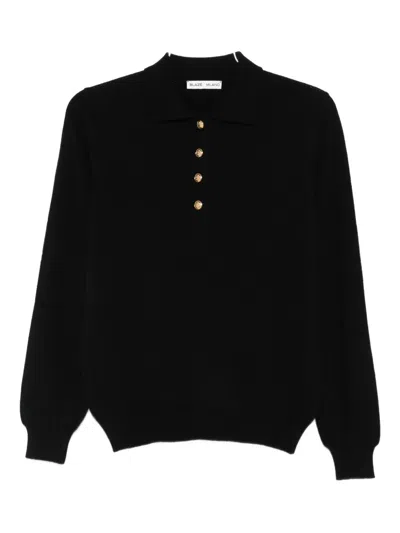Blazé Milano Button-placket Polo Top In Black