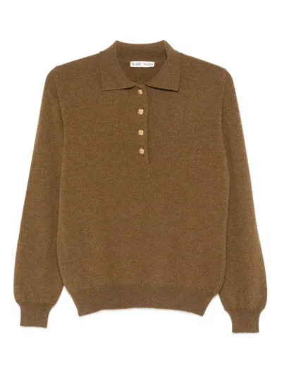 Blazé Milano Button-placket Polo Top In Brown