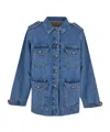 Blazé Milano Light Blue Cotton Military Safari Jacket With Multiple Pockets In Blue