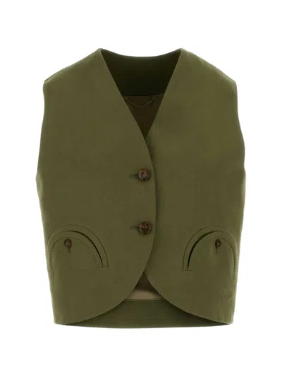 Blazé Milano Linen Midday Sun Vest Front Pockets In Green