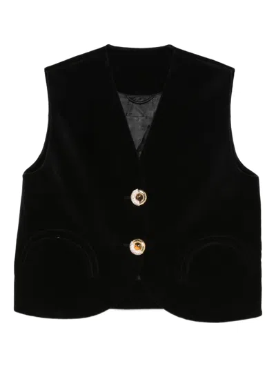 Blazé Milano Buttoned Pocketed Waistcoat In Black