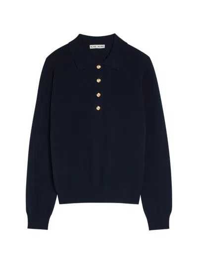 Blazé Milano Button-up Polo Sweater In Blue