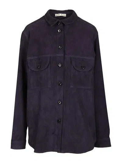 Blazé Milano Viva Berber Suede Shirt In Blue