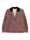 Blazé Milano Tailored Pink Blazer With Textured Herringbone In Brown