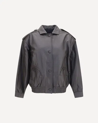 Blazé Milano Charlie Ares Leather Bomber Jacket In Black
