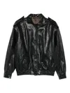 Blazé Milano Leather Bomber Jacket Flap Pockets In Black