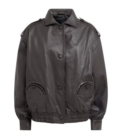 Blazé Milano Charlie Leather Bomber Jacket In Brown