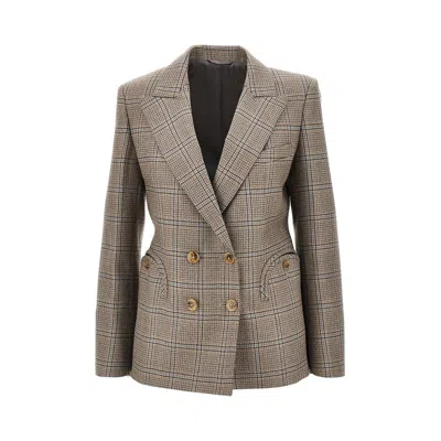 Blazé Milano Virgin Wool Charmer Double-breasted Blazer In Brown