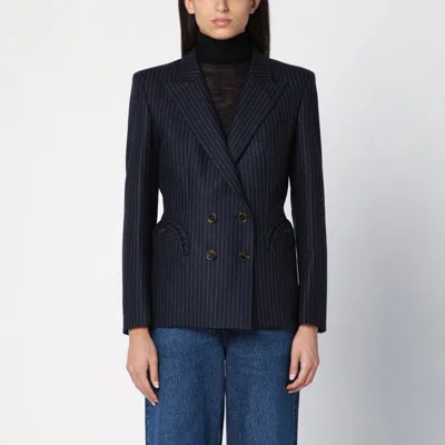 BLAZÉ MILANO CHARMER WOOL AND CASHMERE DOUBLE-BREASTED PINSTRIPE BLAZER