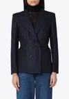 Blazé Milano Charmer Wool And Cashmere Double-breasted Pinstripe Blazer In Navy
