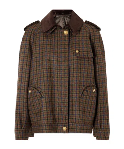 Blazé Milano Chausie Checked Wool Trench Jacket In Brown