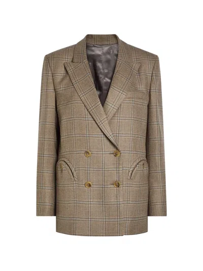 Blazé Milano Check Double-breasted Blazer In Neutral