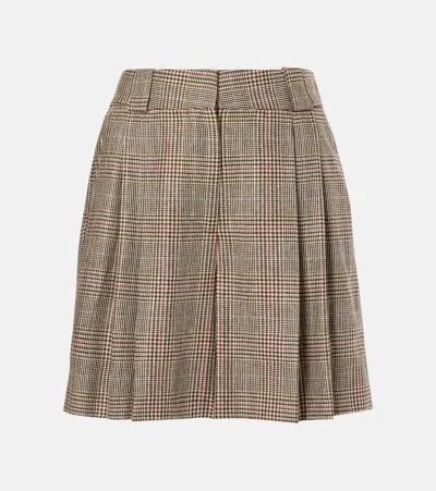 Blazé Milano Checked Silk Shorts In Beige