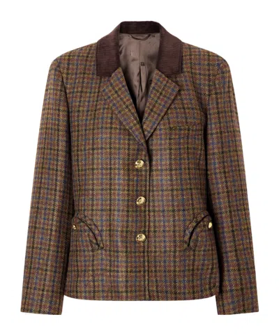 Blazé Milano Checked Wool Blazer In Brown