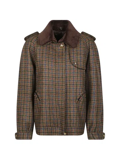 Blazé Milano Check-pattern Corduroy-collar Jacket In Brown