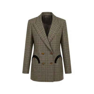 Blazé Milano Check-pattern Double-breasted Blazer In Green
