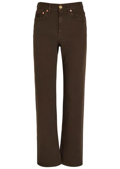 Blazé Milano Paso Embroidered High-rise Straight-leg Jeans In Brown