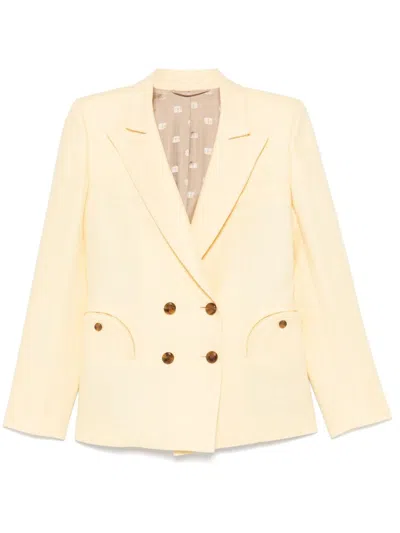 Blazé Milano Structured Double Breasted Jacket In Yellow